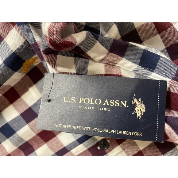 U.S. Polo Assn Mens Size 3XL Long Sleeve Button Down Plaid Flannel Shirt - Picture 7 of 10